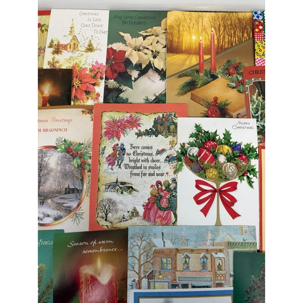 Vintage Christmas Cards Fronts ONLY Traditional Scrapbooking Decoupage Lot 50+